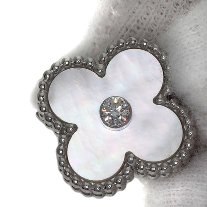 Van Cleef & Arpels Vintage Alhambra Shell Diamond #48 Ring K18 White Gold Ladies [Used]