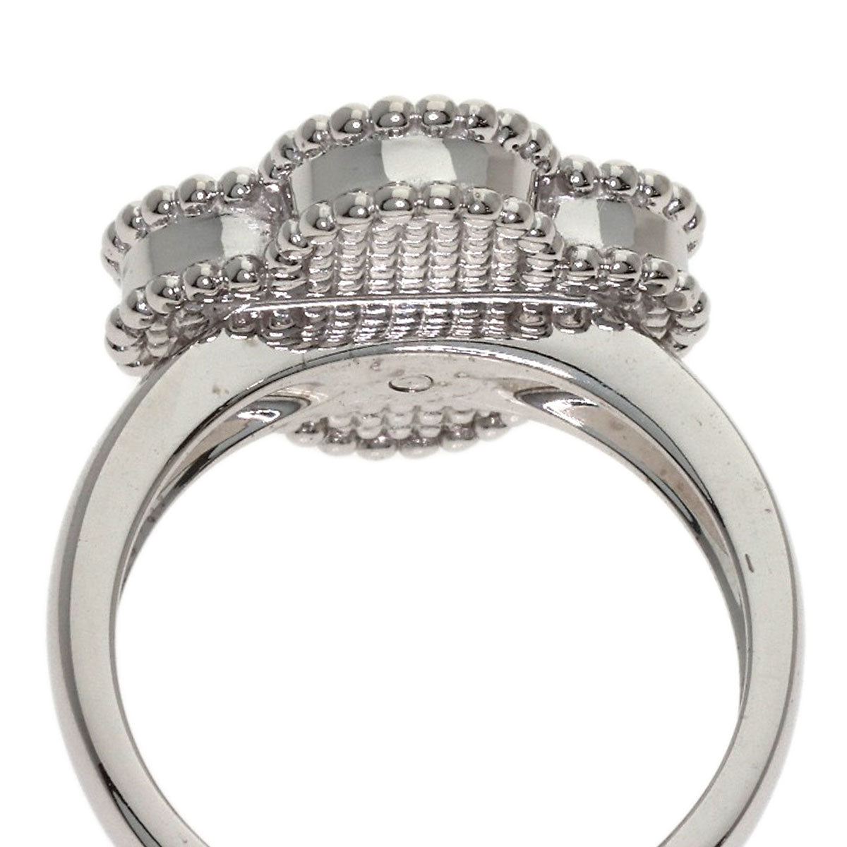 Van Cleef & Arpels Vintage Alhambra Shell Diamond #48 Ring K18 White Gold Ladies [Used]