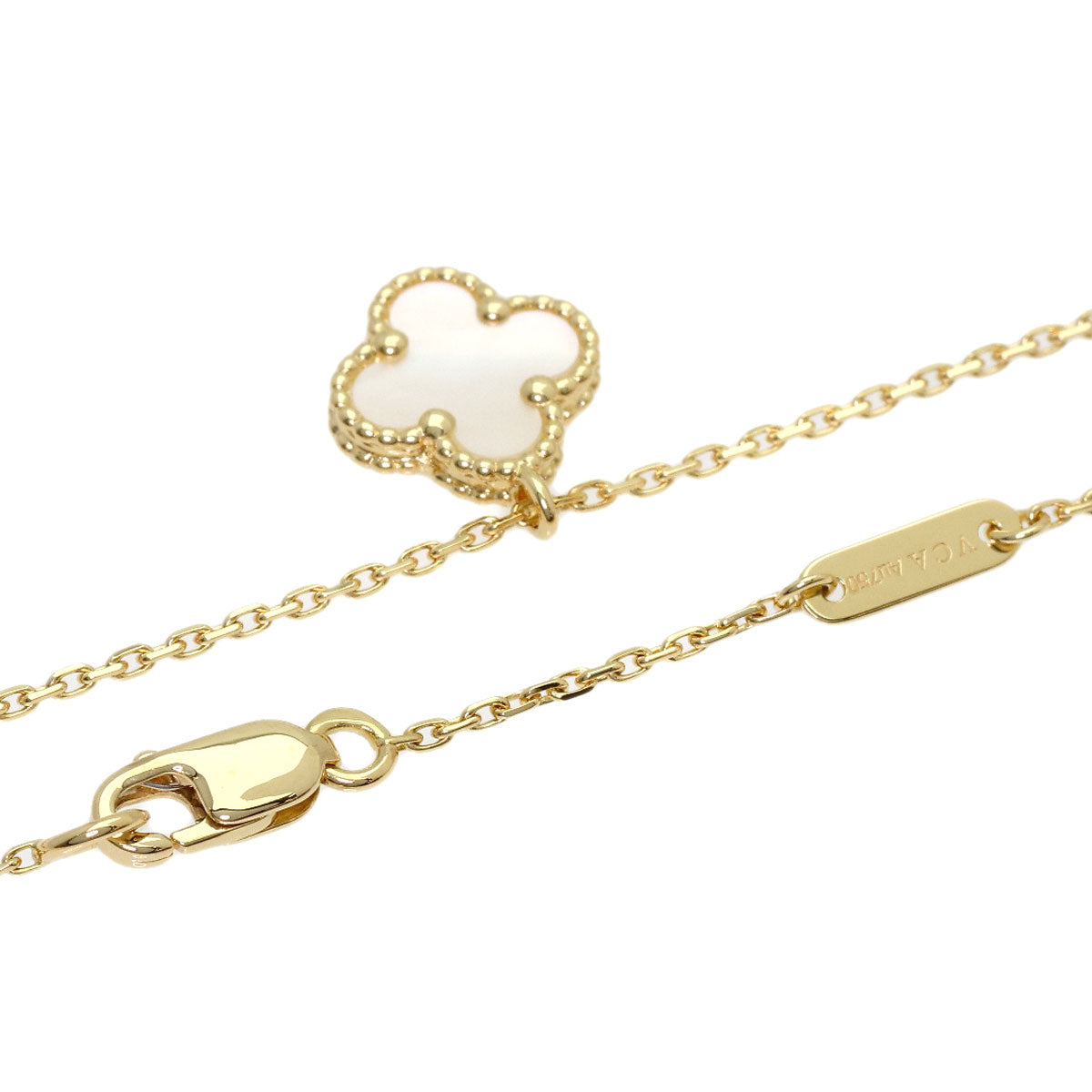 Van Cleef & Arpels Sweet Alhambra white shell Necklace K18 Yellow Gold Ladies [Used]