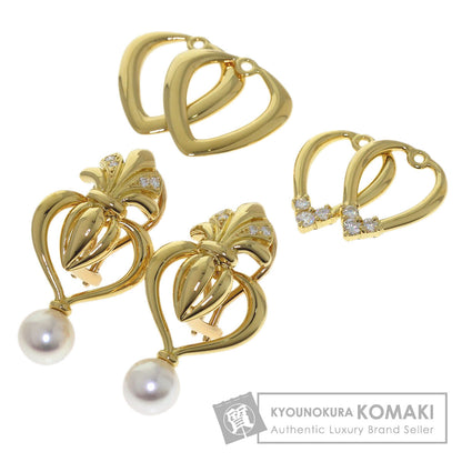 MIKIMOTO Pearl Diamond Replacement Top 3 Set Earring K18 Yellow Gold Ladies [Used]