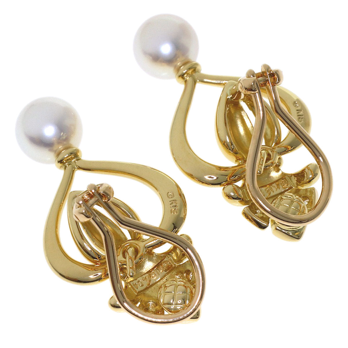 MIKIMOTO Pearl Diamond Replacement Top 3 Set Earring K18 Yellow Gold Ladies [Used]