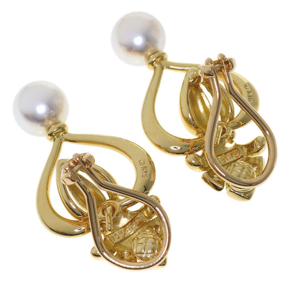 MIKIMOTO Pearl Diamond Replacement Top 3 Set Earring K18 Yellow Gold Ladies [Used]