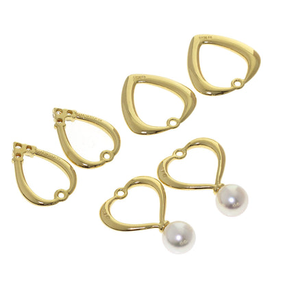 MIKIMOTO Pearl Diamond Replacement Top 3 Set Earring K18 Yellow Gold Ladies [Used]