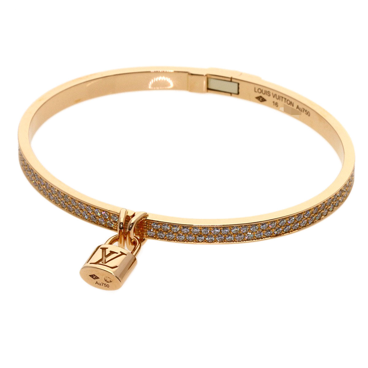 LOUIS VUITTON Bracelet Lockit Half Pave Diamond #16 Bracelet K18 Pink Gold Ladies [Used]