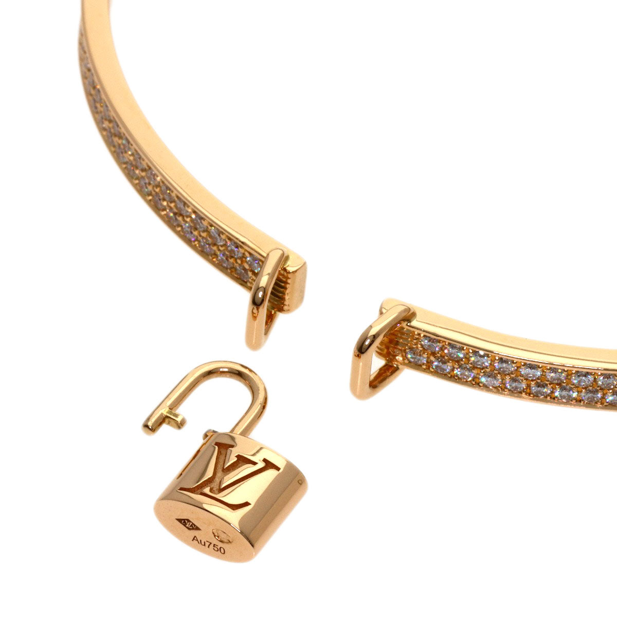 LOUIS VUITTON Bracelet Lockit Half Pave Diamond #16 Bracelet K18 Pink Gold Ladies [Used]
