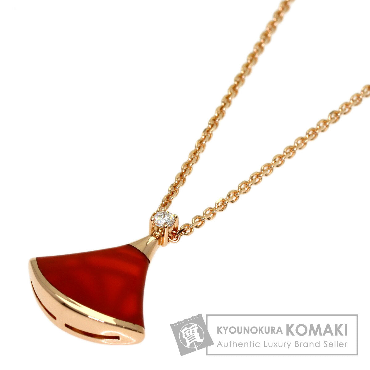 BVLGARI Diva Dream Carnelian Diamond Necklace K18 Pink Gold Ladies [Used]