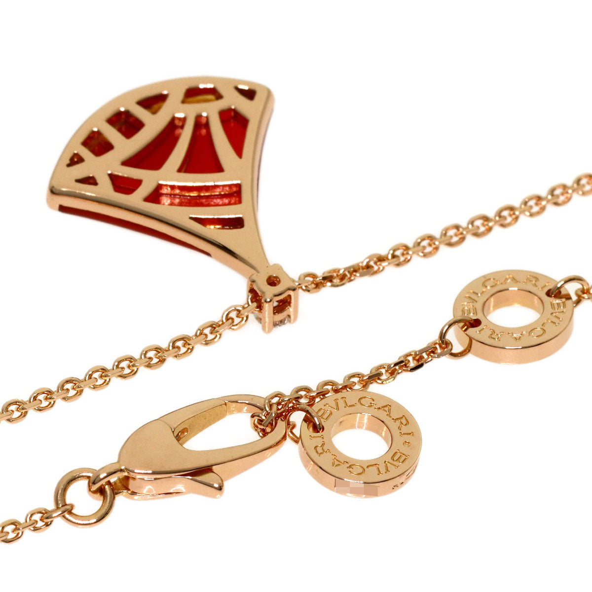 BVLGARI Diva Dream Carnelian Diamond Necklace K18 Pink Gold Ladies [Used]