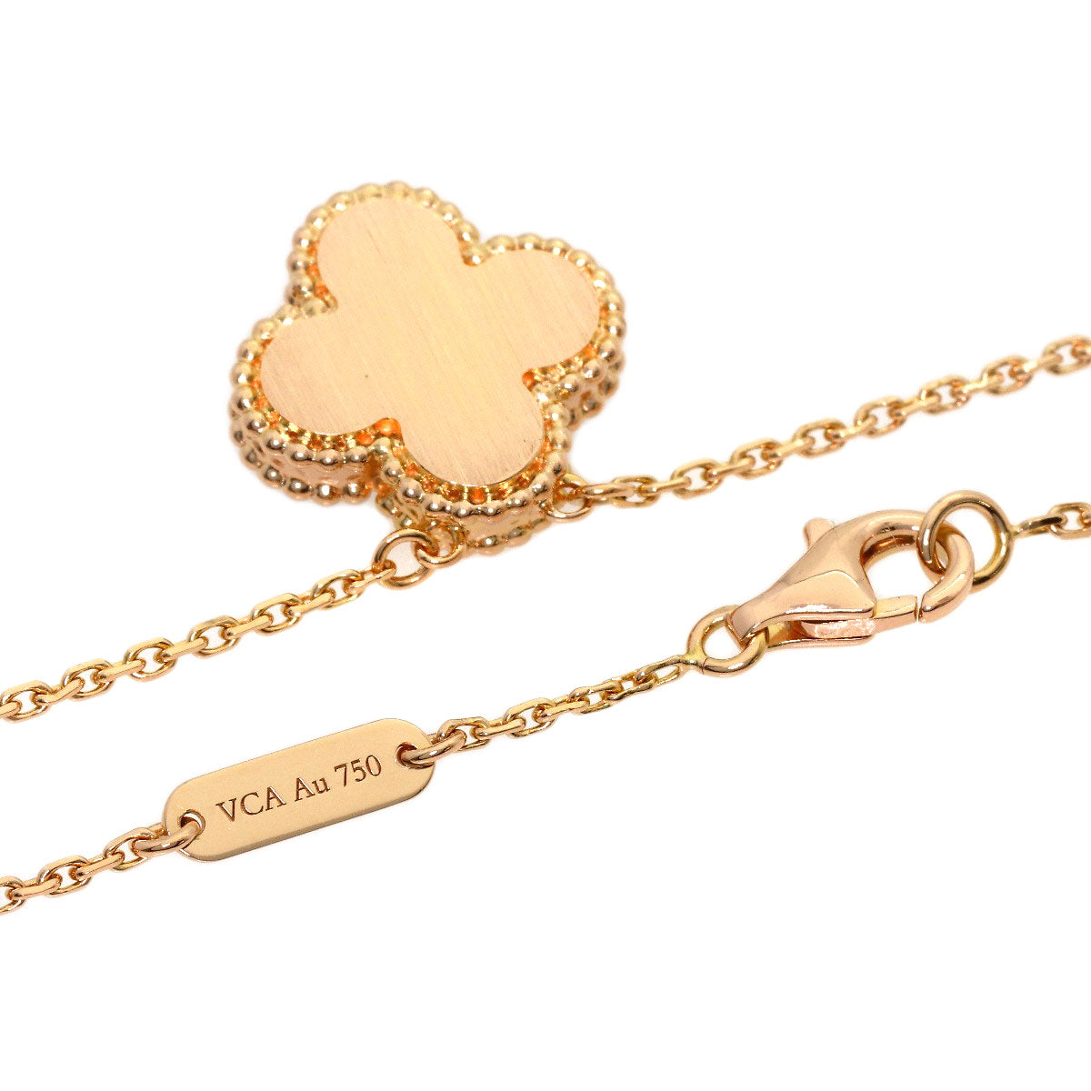 Van Cleef & Arpels Vintage Alhambra Shell Diamond Necklace K18 Pink Gold Ladies [Used]