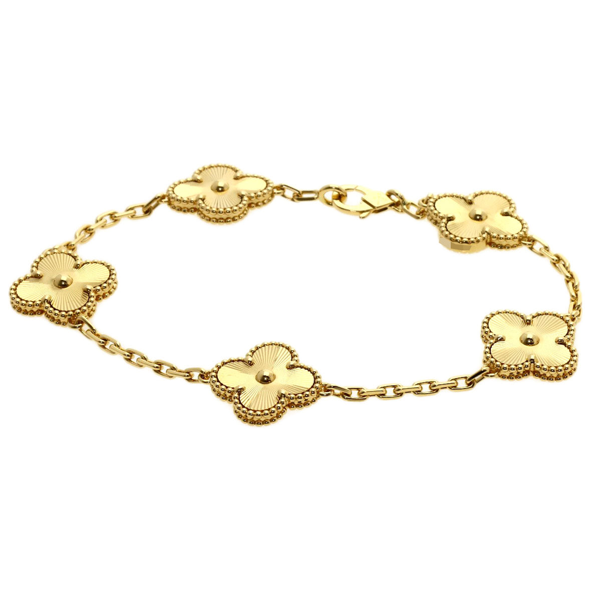 Van Cleef & Arpels Vintage Alhambra Guilloché 5 Motifs Bracelet K18 Yellow Gold Ladies [Used]