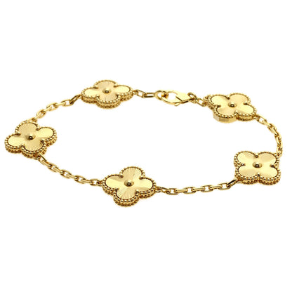 Van Cleef & Arpels Vintage Alhambra Guilloché 5 Motifs Bracelet K18 Yellow Gold Ladies [Used]