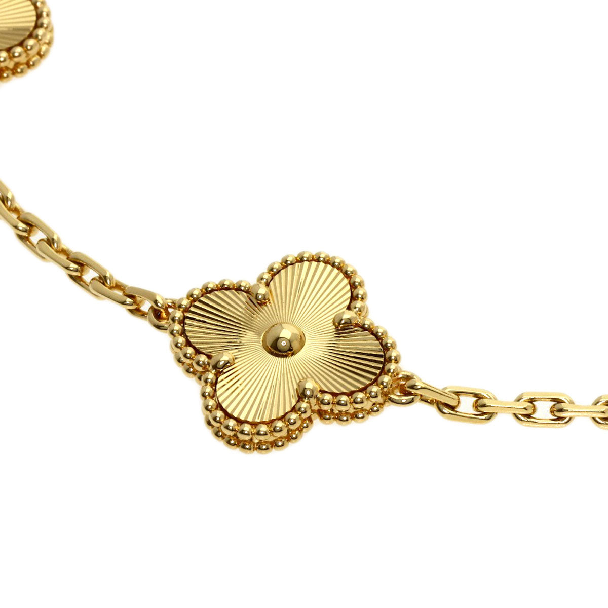 Van Cleef & Arpels Vintage Alhambra Guilloché 5 Motifs Bracelet K18 Yellow Gold Ladies [Used]