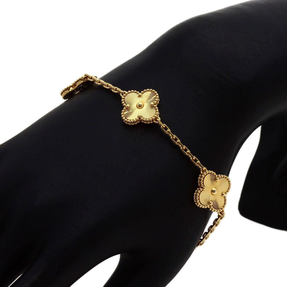 Van Cleef & Arpels Vintage Alhambra Guilloché 5 Motifs Bracelet K18 Yellow Gold Ladies [Used]