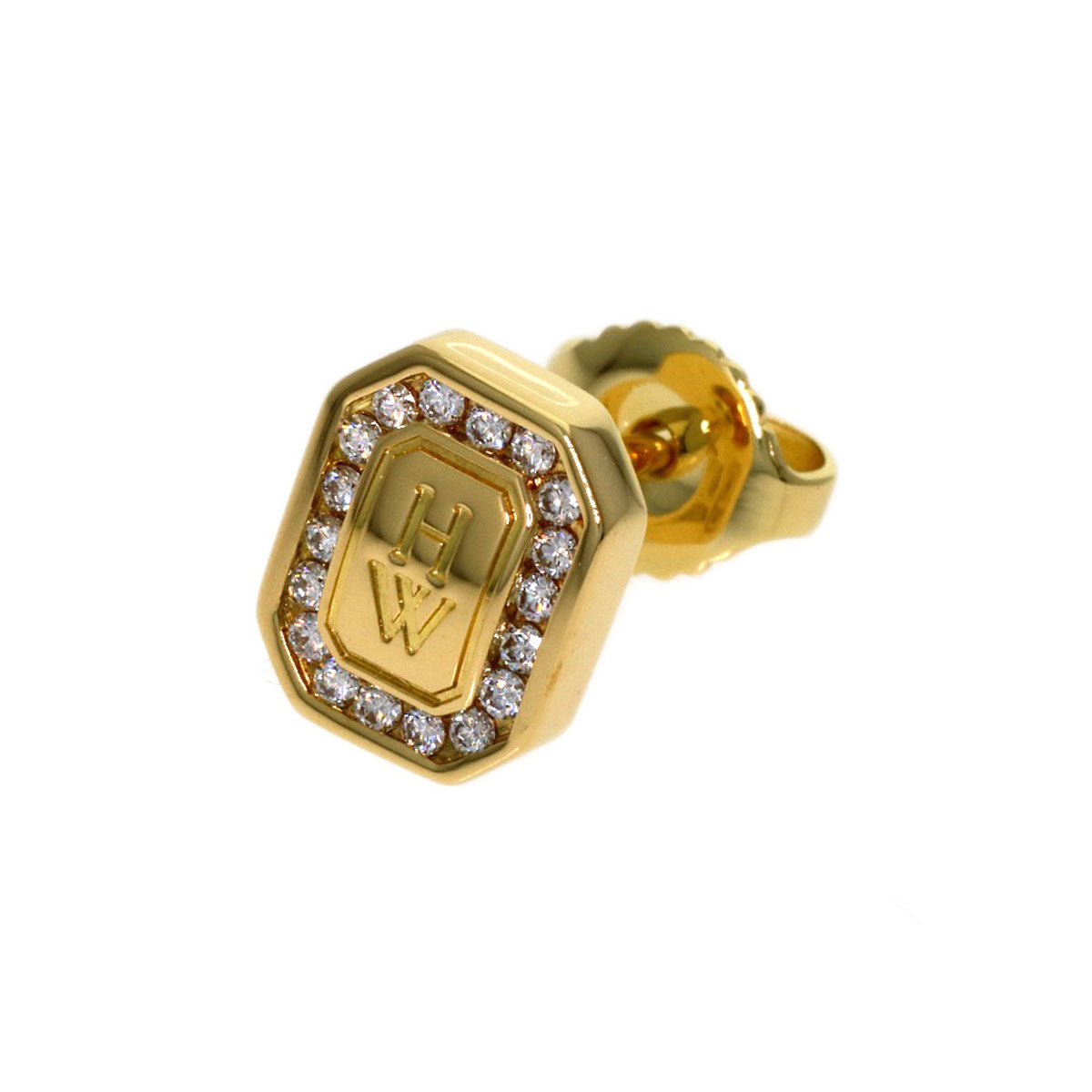 HARRY WINSTON Logo Diamond (single earring only) earring K18 Yellow Gold Ladies [Used]