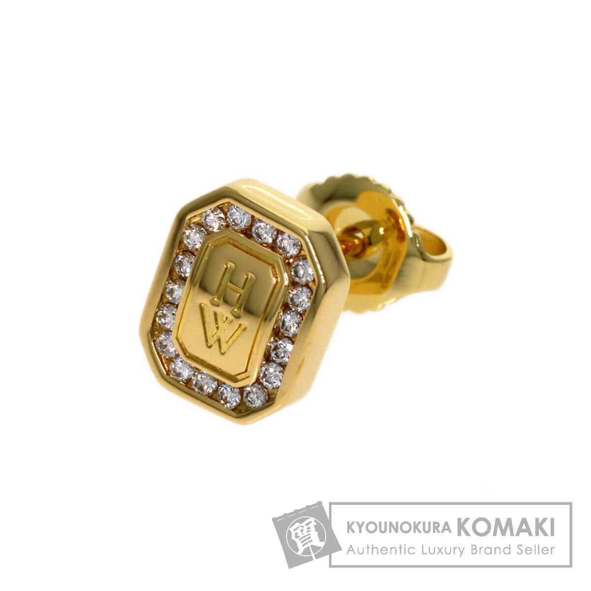 HARRY WINSTON Logo Diamond (single earring only) earring K18 Yellow Gold Ladies [Used]