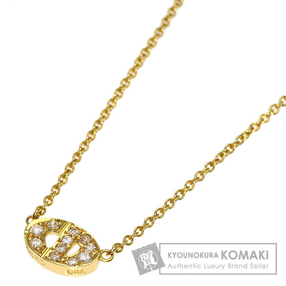 Dior CD logo Diamond Necklace K18 Yellow Gold Ladies [Used]