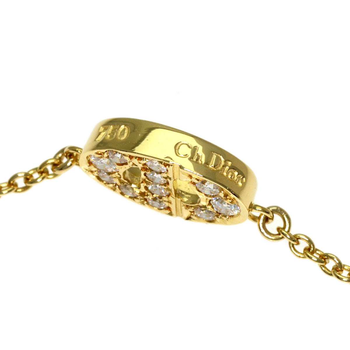 Dior CD logo Diamond Necklace K18 Yellow Gold Ladies [Used]