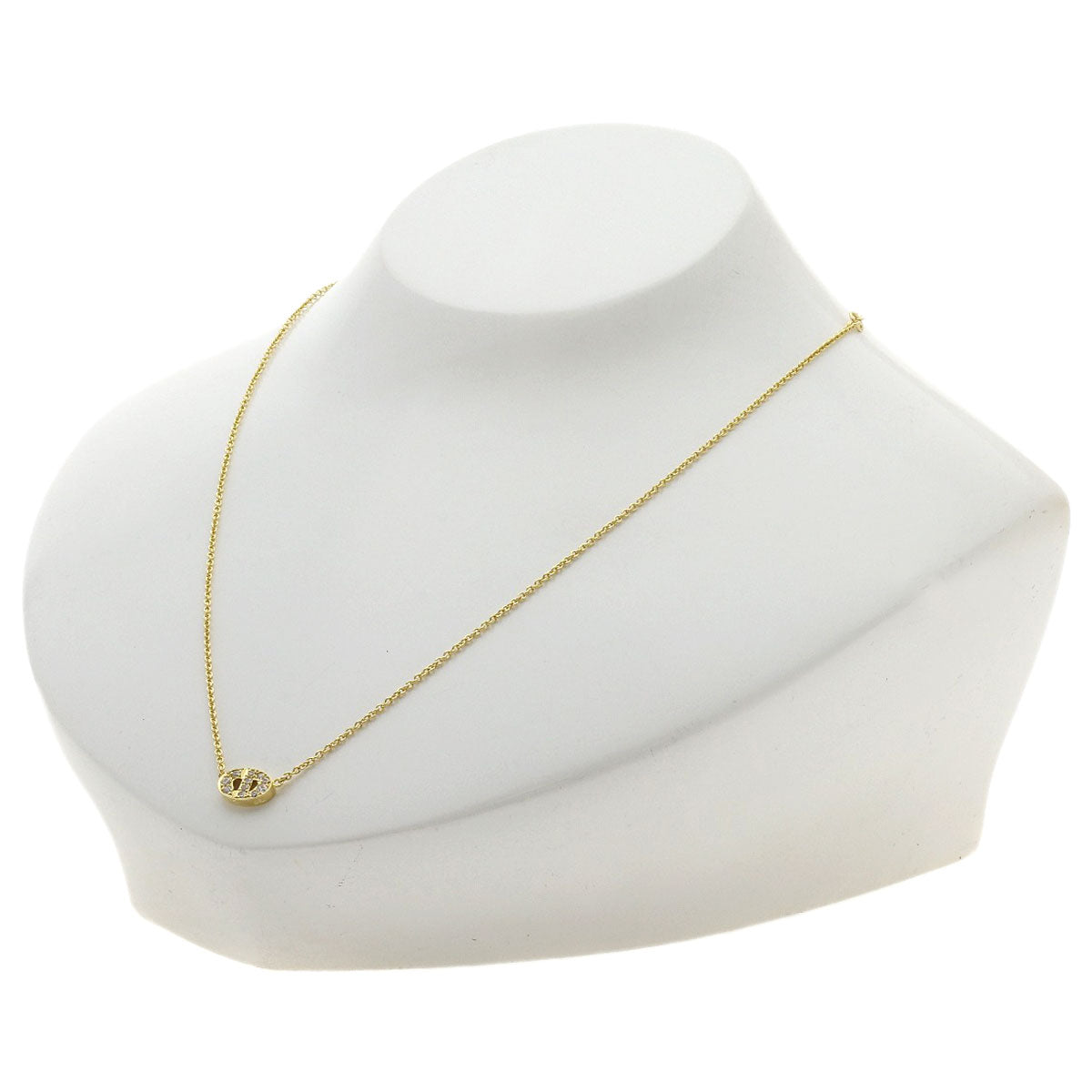 Dior CD logo Diamond Necklace K18 Yellow Gold Ladies [Used]