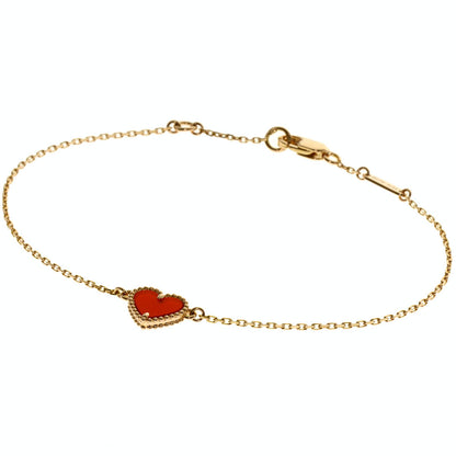 Van Cleef & Arpels Sweet Alhambra Heart Carnelian Bracelet K18 Pink Gold Ladies [Used]