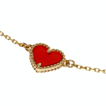 Van Cleef & Arpels Sweet Alhambra Heart Carnelian Bracelet K18 Pink Gold Ladies [Used]