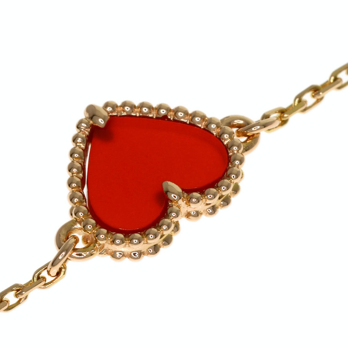Van Cleef & Arpels Sweet Alhambra Heart Carnelian Bracelet K18 Pink Gold Ladies [Used]