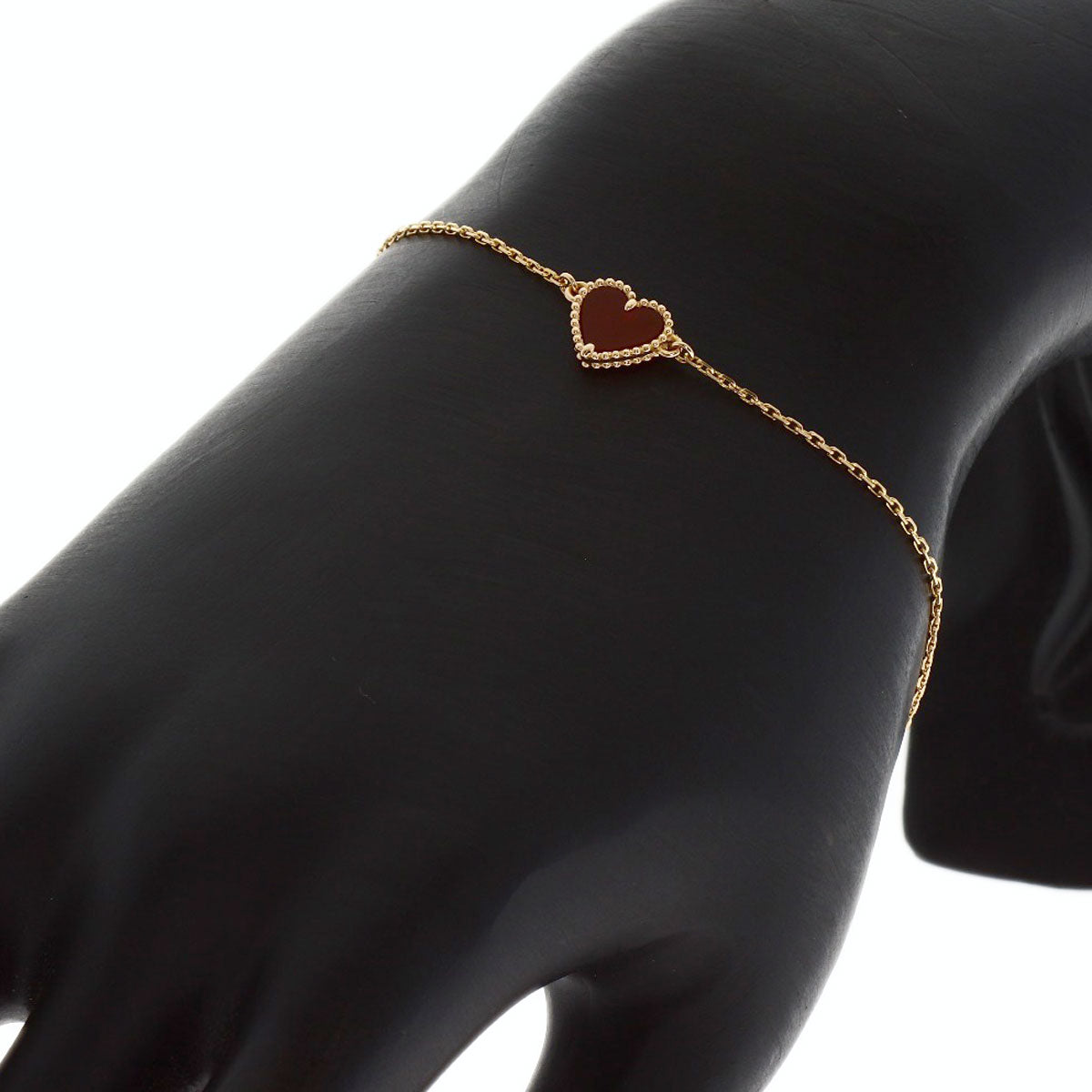 Van Cleef & Arpels Sweet Alhambra Heart Carnelian Bracelet K18 Pink Gold Ladies [Used]