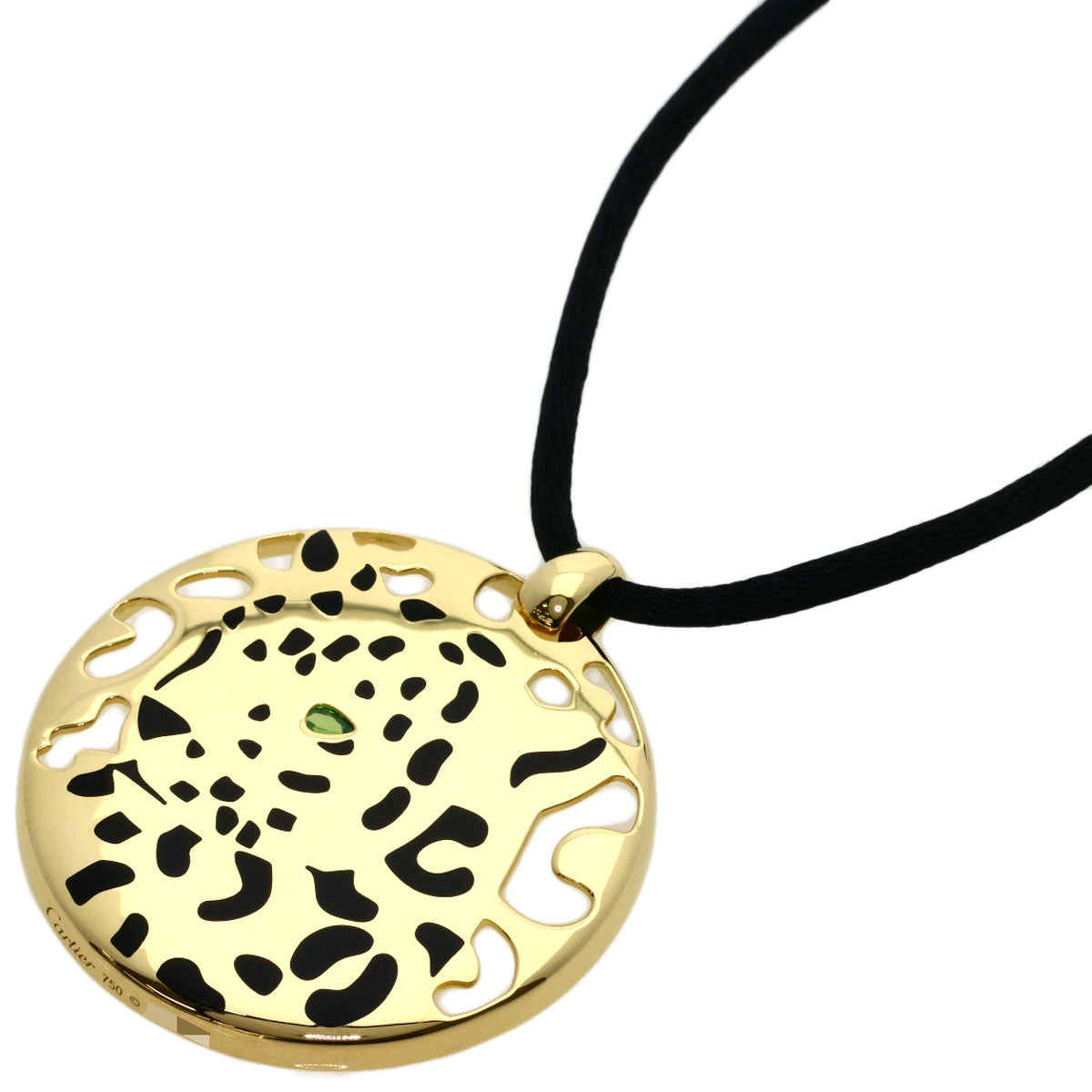CARTIER Perage Tsavorite Onyx Necklace K18 Yellow Gold Ladies [Used]