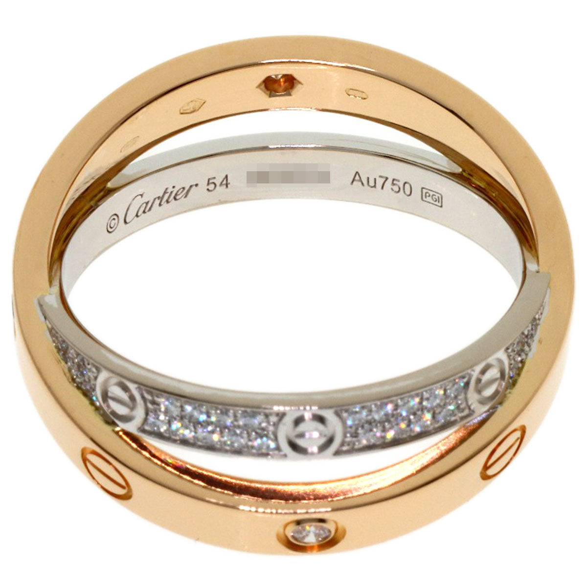 CARTIER Belove Full Pave Diamond #54 Ring K18 Pink Gold K18 White GoldLadies [Used]