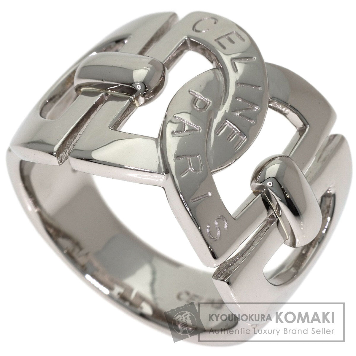 CELINE logo Ring Platinum PT900 Ladies [Used]