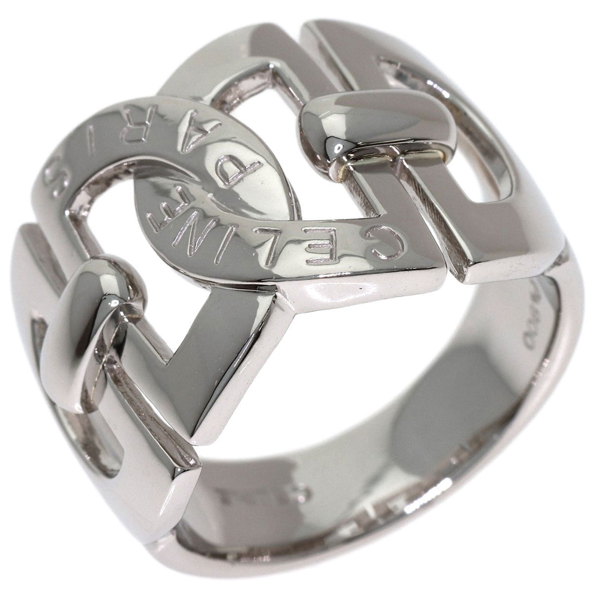 CELINE logo Ring Platinum PT900 Ladies [Used]