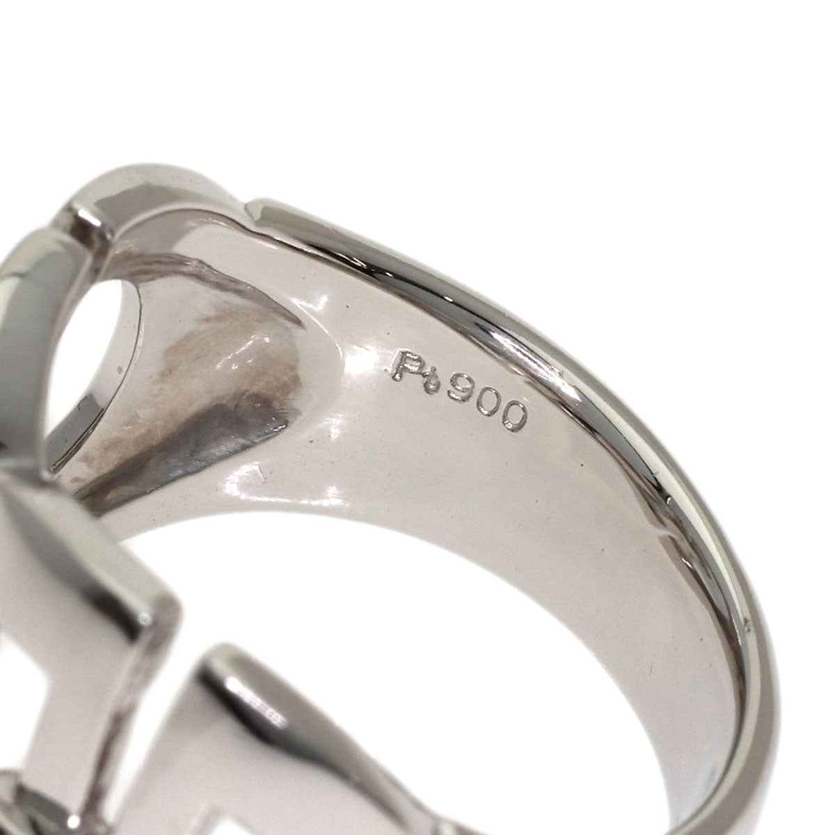 CELINE logo Ring Platinum PT900 Ladies [Used]