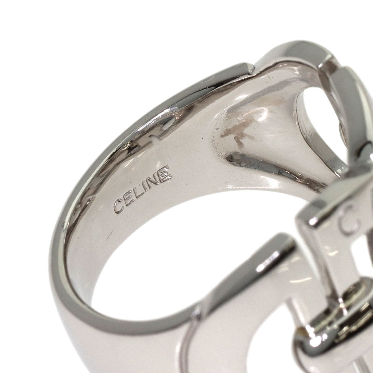 CELINE logo Ring Platinum PT900 Ladies [Used]