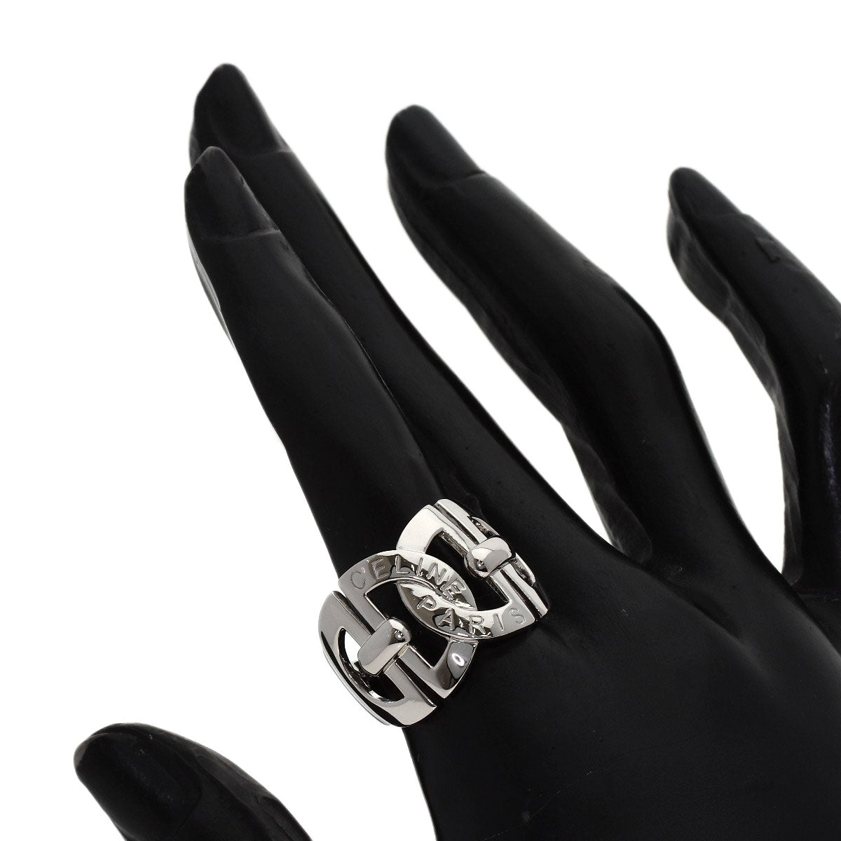 CELINE logo Ring Platinum PT900 Ladies [Used]