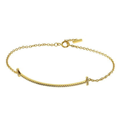 TIFFANY&Co. T Smile Small Diamond Bracelet K18 Yellow Gold Ladies [Used]