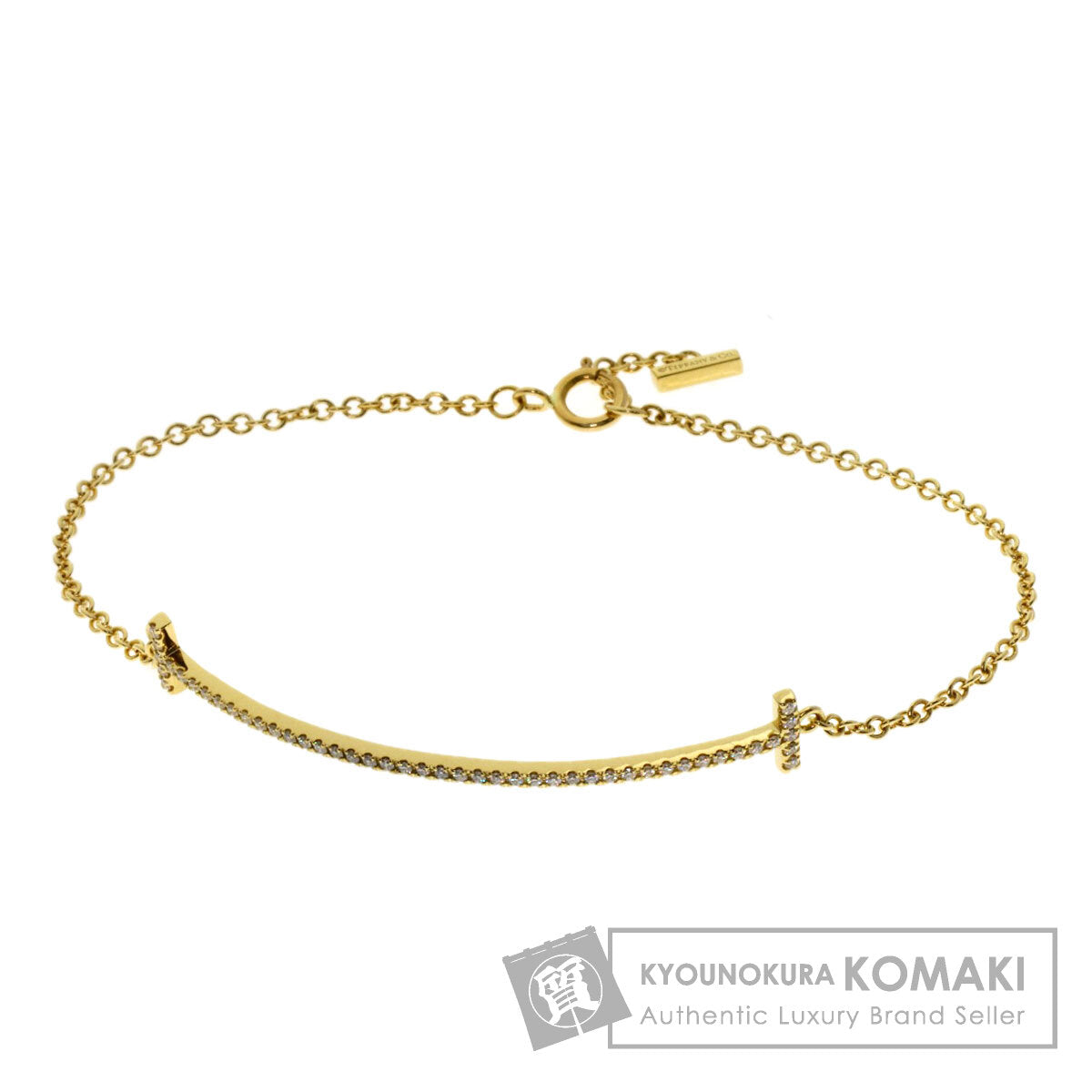TIFFANY&Co. T Smile Small Diamond Bracelet K18 Yellow Gold Ladies [Used]