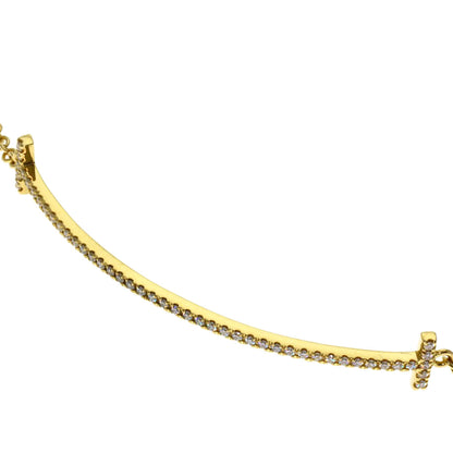 TIFFANY&Co. T Smile Small Diamond Bracelet K18 Yellow Gold Ladies [Used]