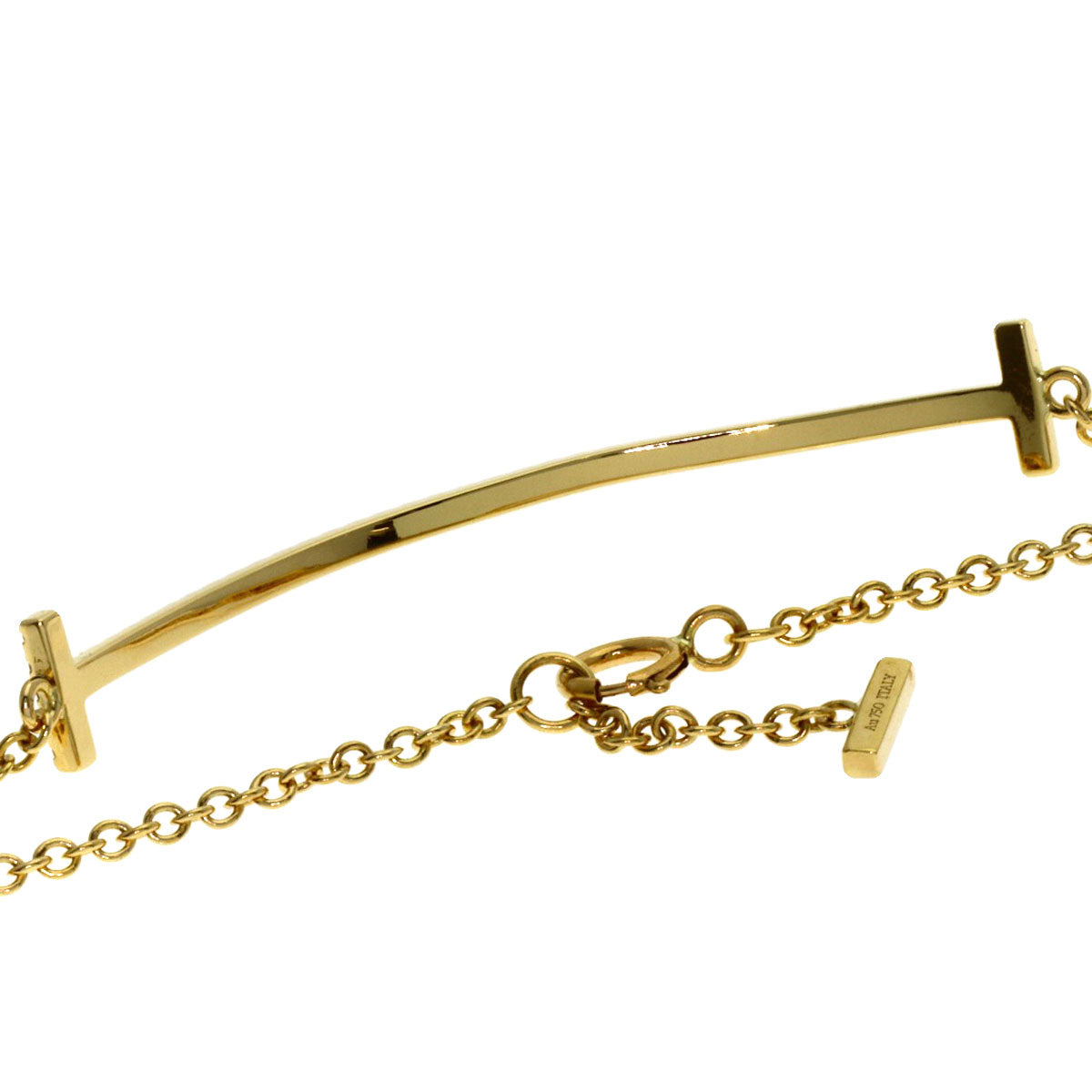 TIFFANY&Co. T Smile Small Diamond Bracelet K18 Yellow Gold Ladies [Used]