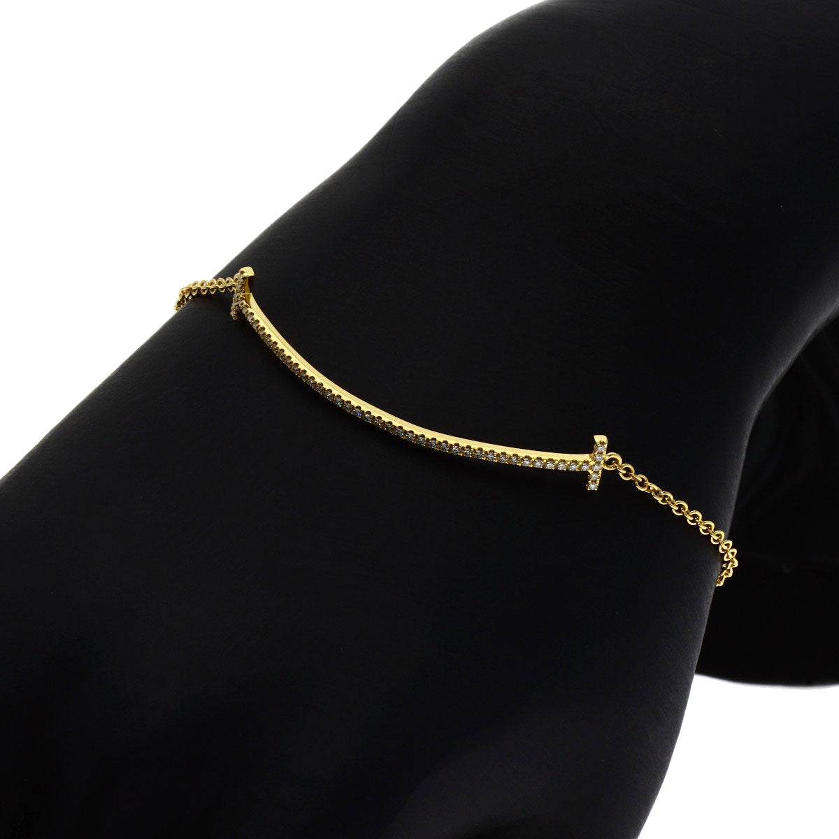 TIFFANY&Co. T Smile Small Diamond Bracelet K18 Yellow Gold Ladies [Used]