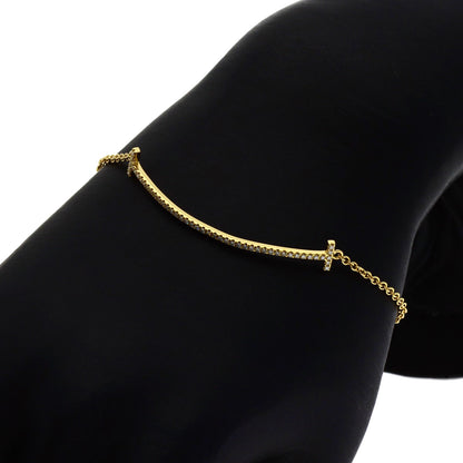 TIFFANY&Co. T Smile Small Diamond Bracelet K18 Yellow Gold Ladies [Used]
