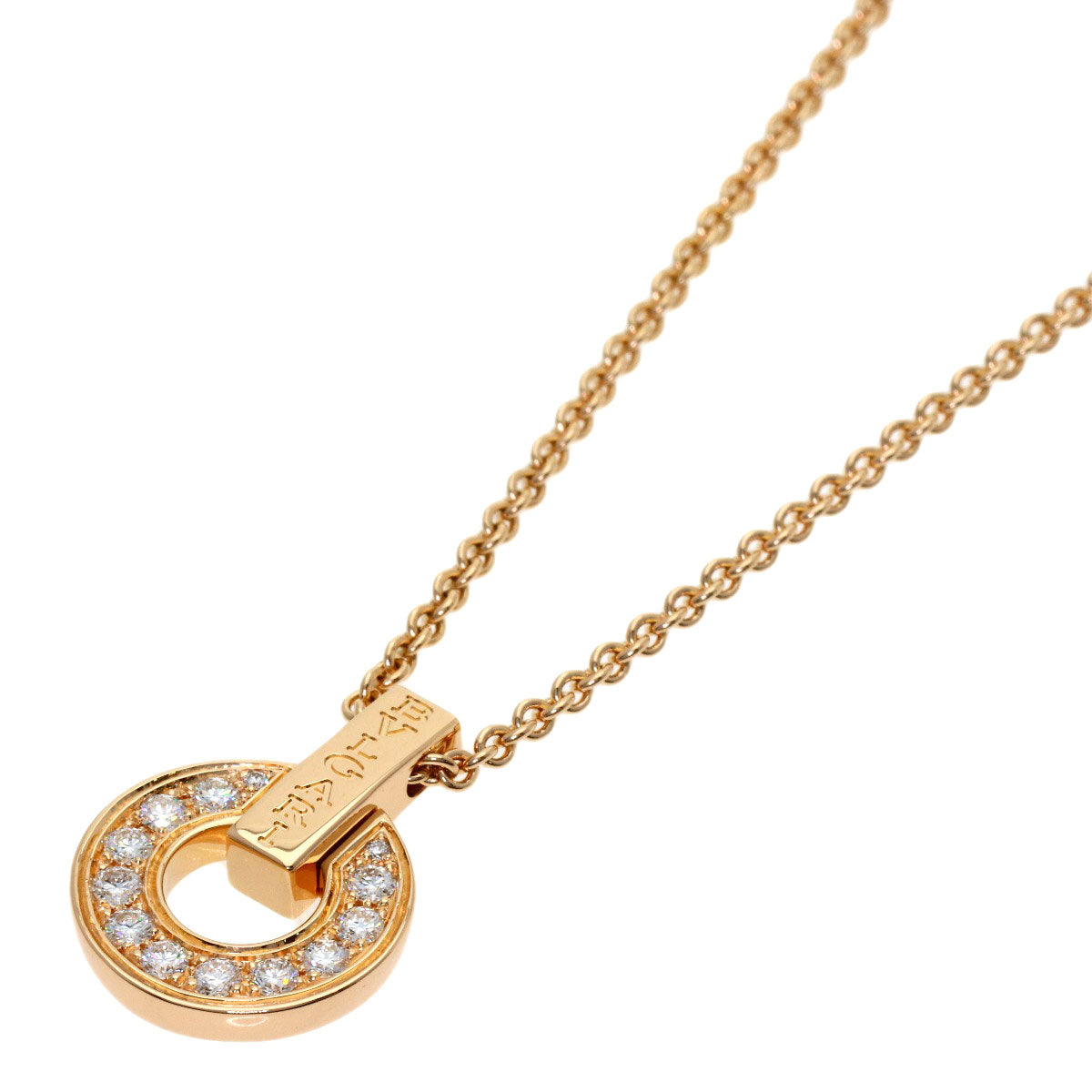 BVLGARI BVLGARI BVLGARI Openwork Diamond Necklace K18 Pink Gold Ladies [Used]