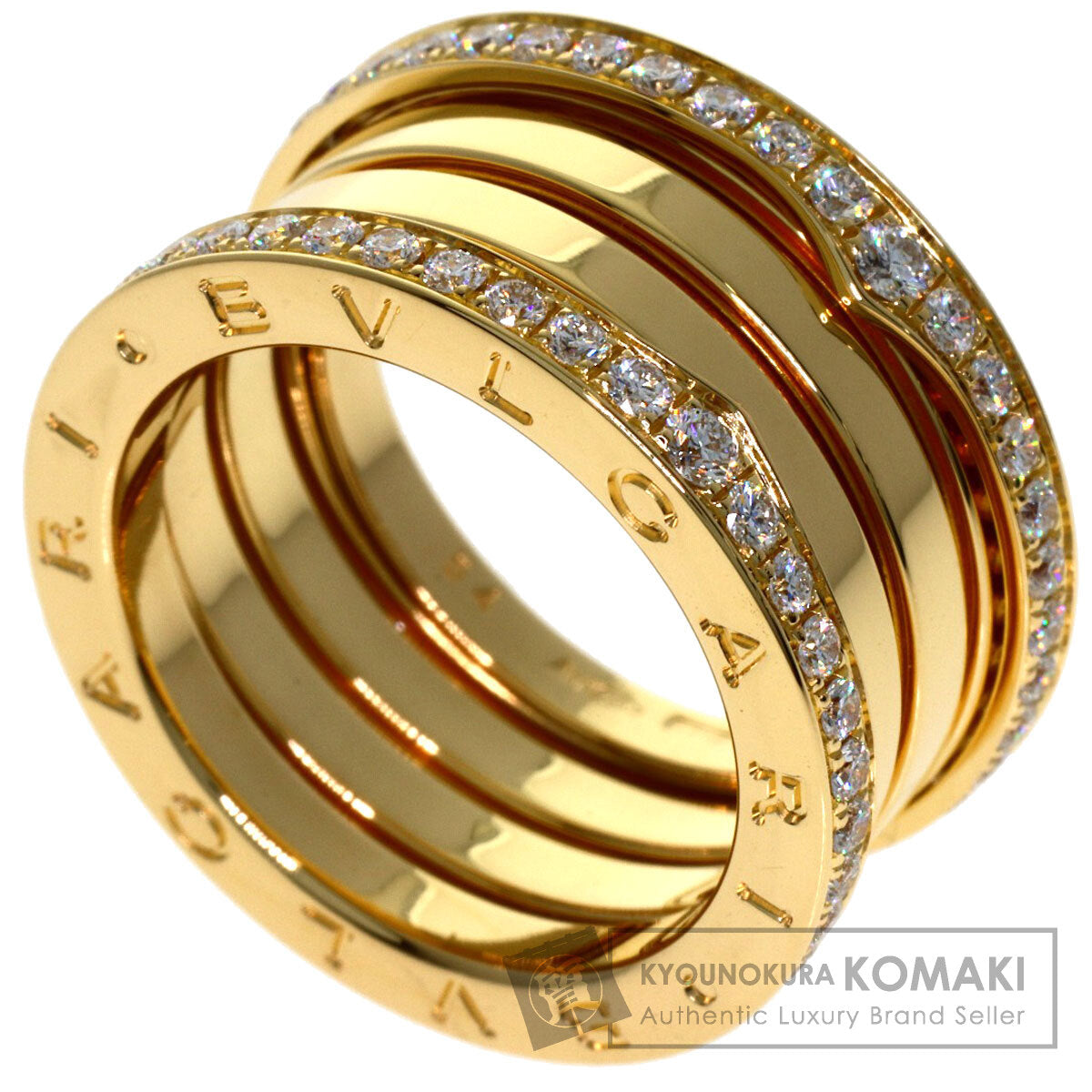 BVLGARI B.zero1 Edge Diamond 4-band #54 Ring K18 Yellow Gold Ladies [Used]