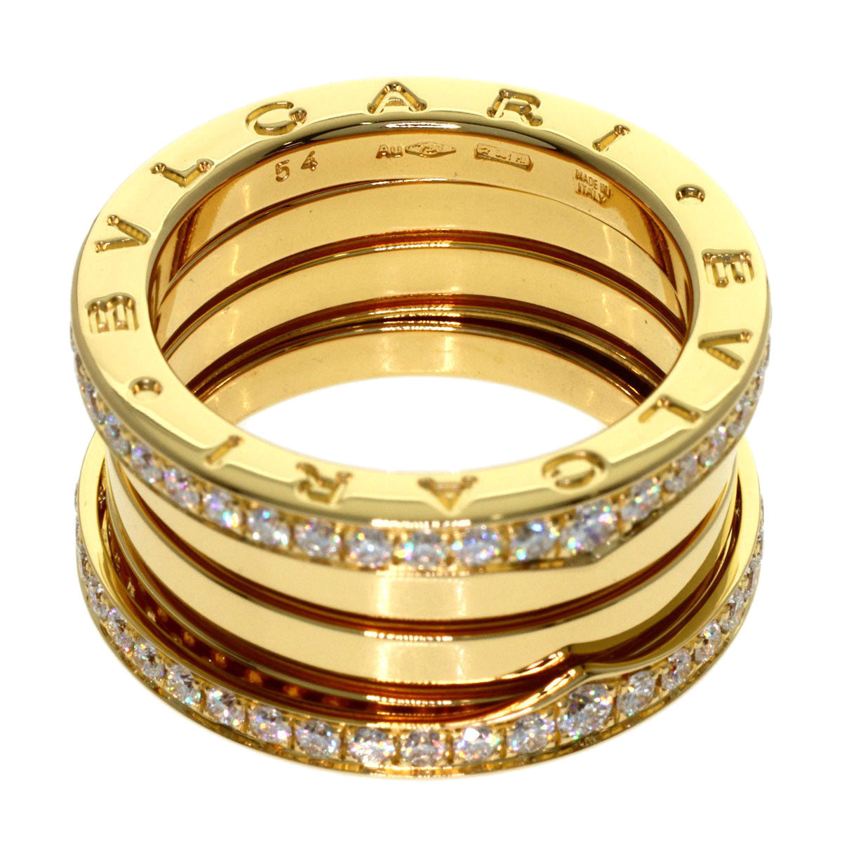 BVLGARI B.zero1 Edge Diamond 4-band #54 Ring K18 Yellow Gold Ladies [Used]