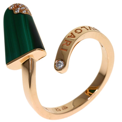 BVLGARI Gelati Malachite Diamond #52 Ring K18 Pink Gold Ladies [Used]