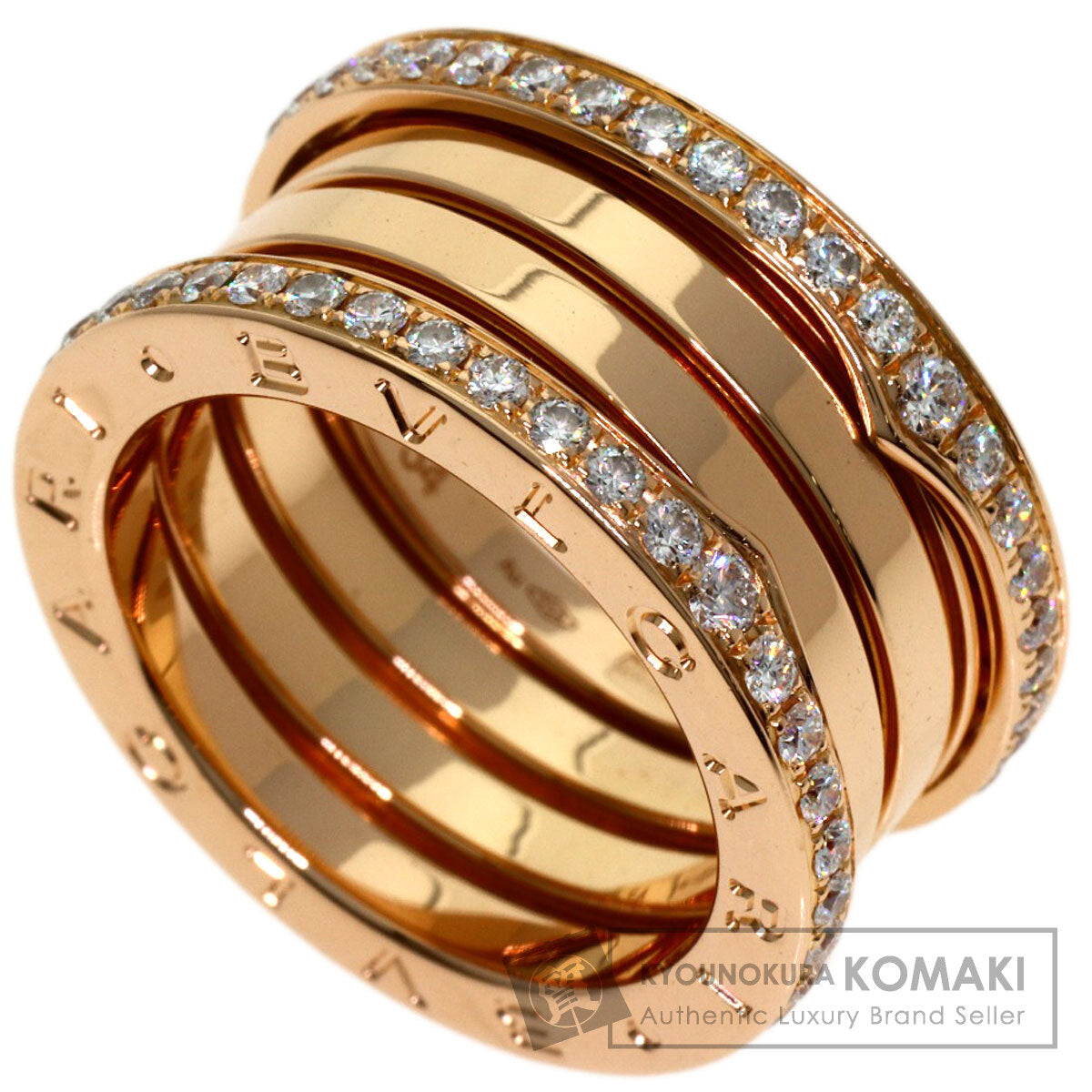 BVLGARI B.zero1 Edge Diamond 4-band #54 Ring K18 Pink Gold Ladies [Used]