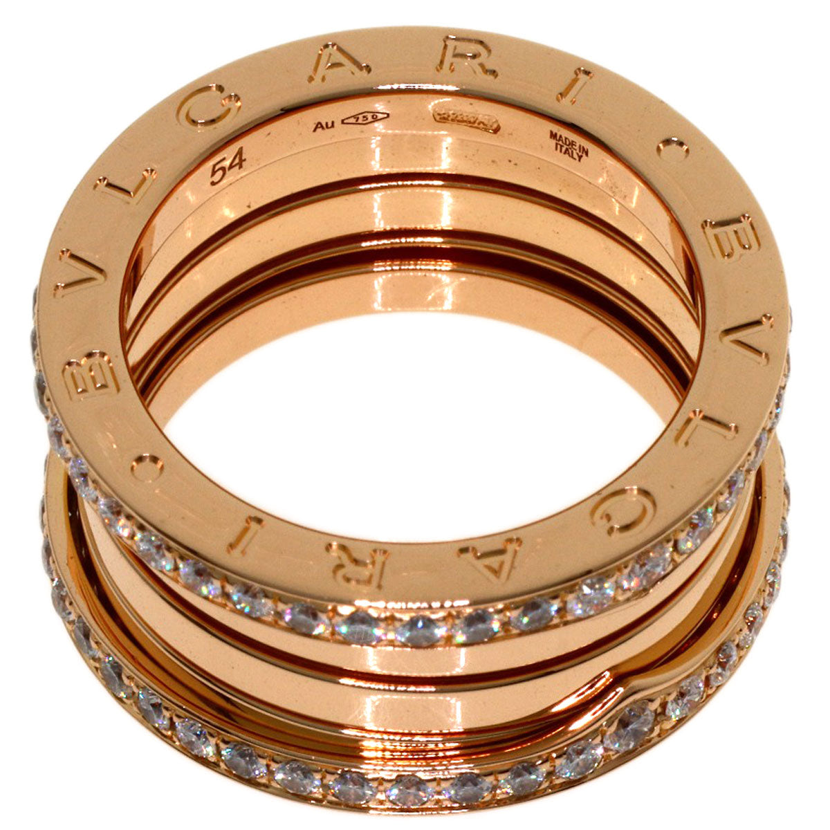 BVLGARI B.zero1 Edge Diamond 4-band #54 Ring K18 Pink Gold Ladies [Used]