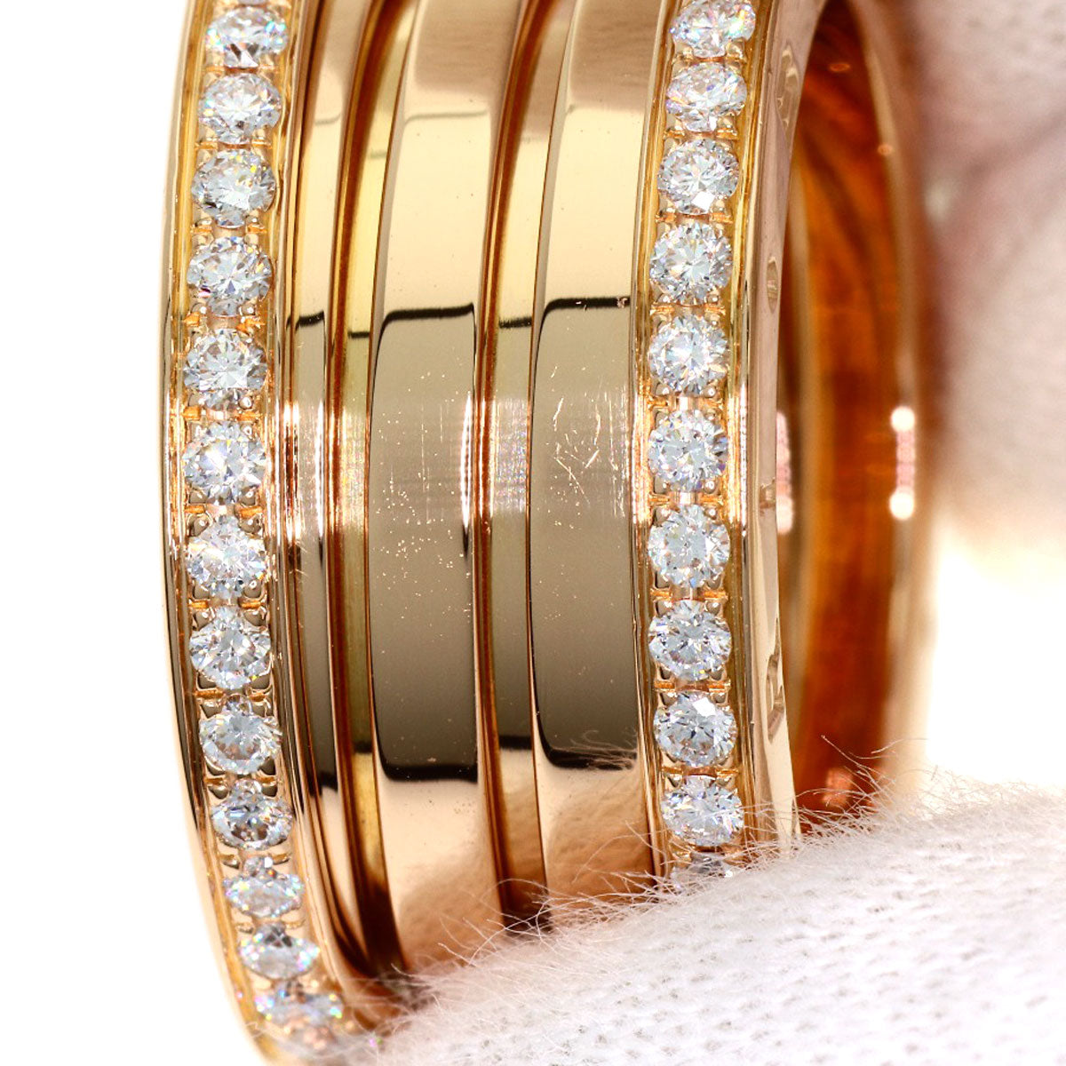 BVLGARI B.zero1 Edge Diamond 4-band #54 Ring K18 Pink Gold Ladies [Used]