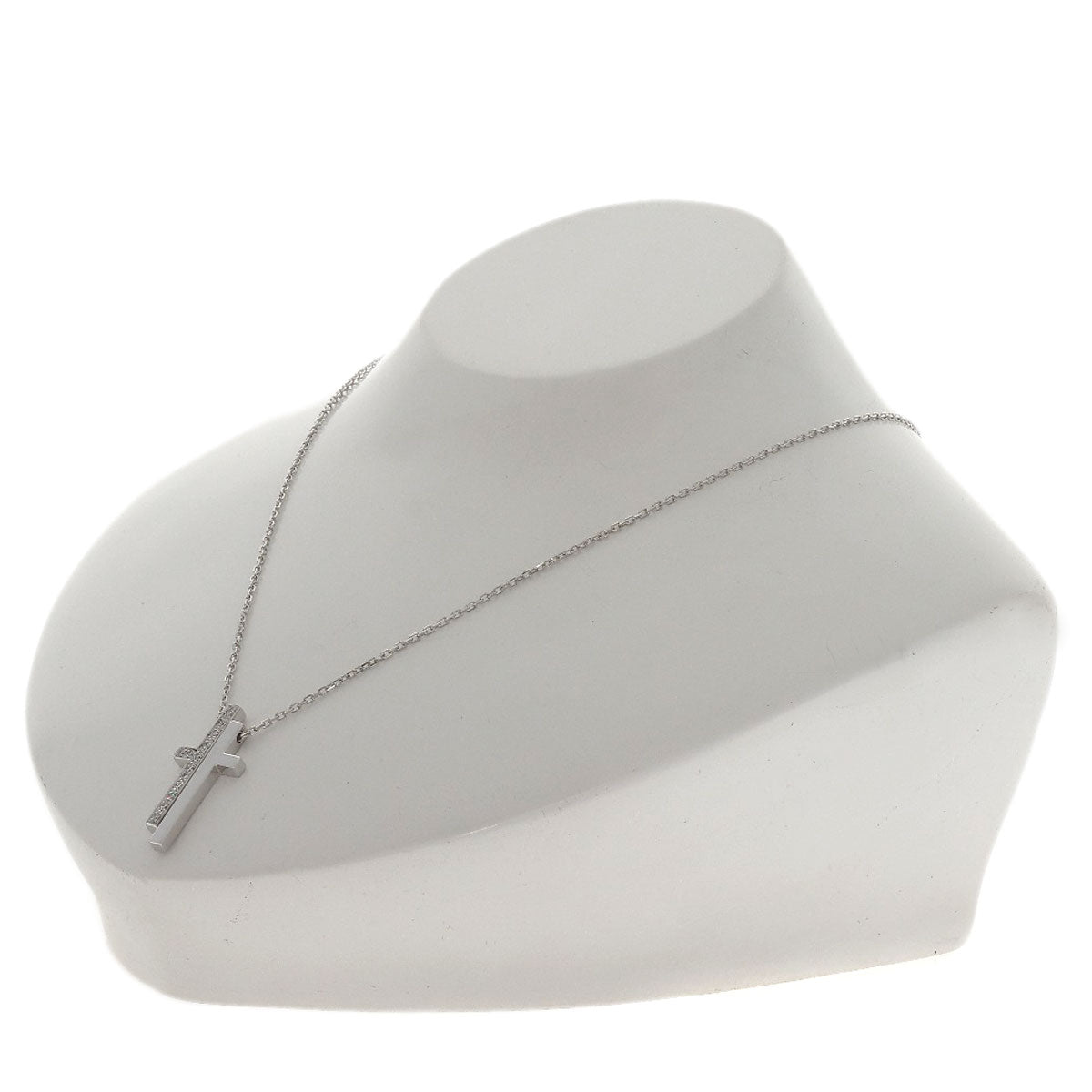 GUCCI Separate Cross Diamond Necklace K18 White Gold Ladies [Used]