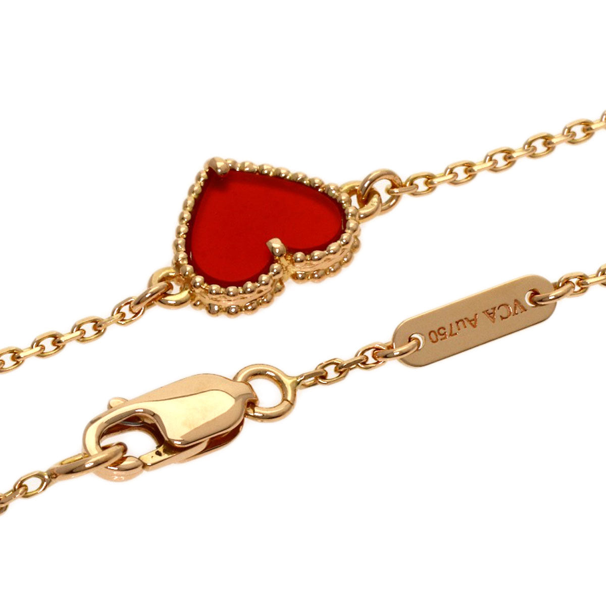 Van Cleef & Arpels Sweet Alhambra Carnelian Heart Bracelet K18 Pink Gold Ladies [Used]