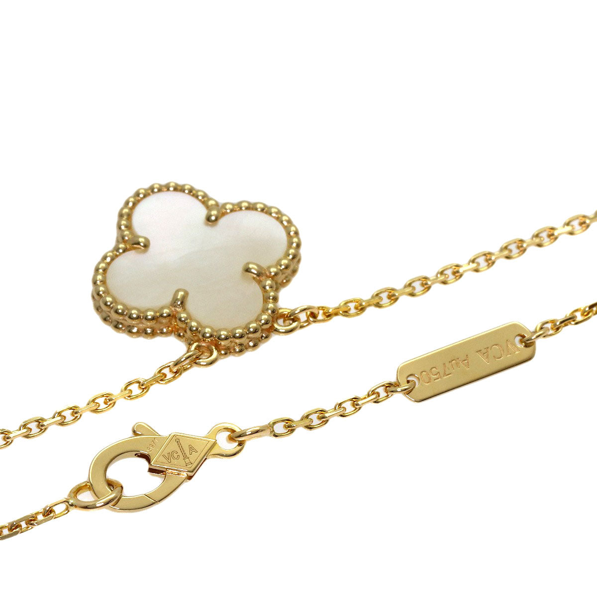 Van Cleef & Arpels Vintage Alhambra Shell Necklace K18 Yellow Gold Ladies [Used]