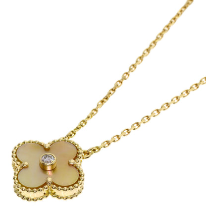 Van Cleef & Arpels Vintage Alhambra Yellow Shell Diamond Necklace K18 Yellow Gold Ladies [Used]
