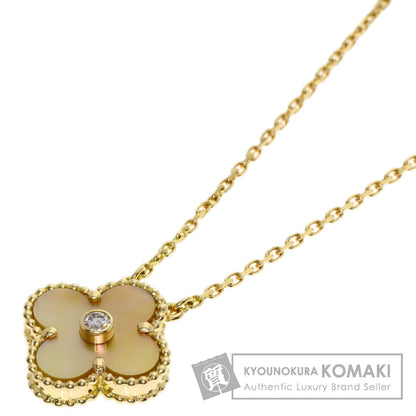 Van Cleef & Arpels Vintage Alhambra Yellow Shell Diamond Necklace K18 Yellow Gold Ladies [Used]